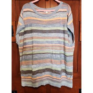 Chicos Knit Striped Top w/ Drop Sleeve Peach, Blue, Gray, Etc. Womens Size XXL